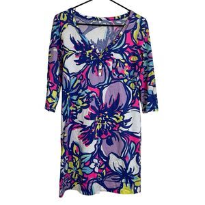 Lilly Pulitzer Palmetto Dress Catwalk Pima Cotton Pink Mini Multi Womens Small
